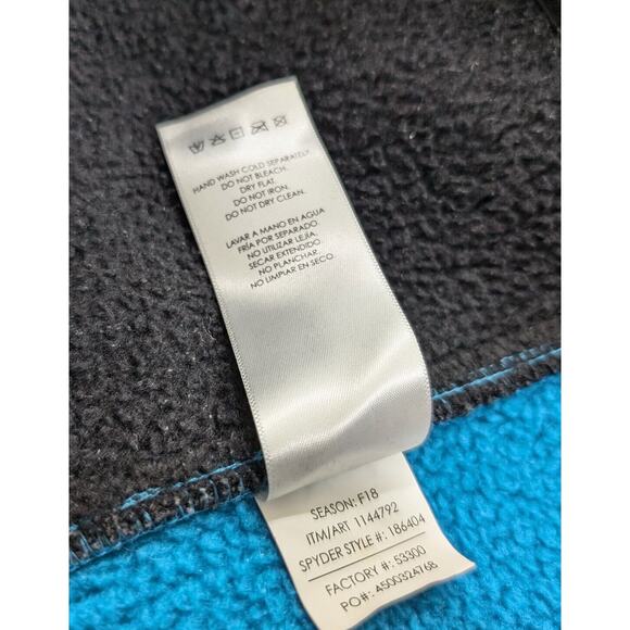 Spyder Jacket Foremost Black Turquoise Blue Heavyweight Stryke Zip Men's Size L - Picture 7 of 7